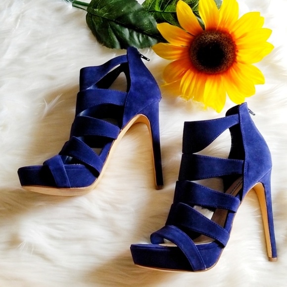 Steve Madden Shoes - Steve Madden Sugarr Blue Peep Toe High Heels